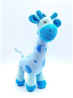 Gitzy Baby Plush Giraffe 10" Rattle Blue Stuffed Toy